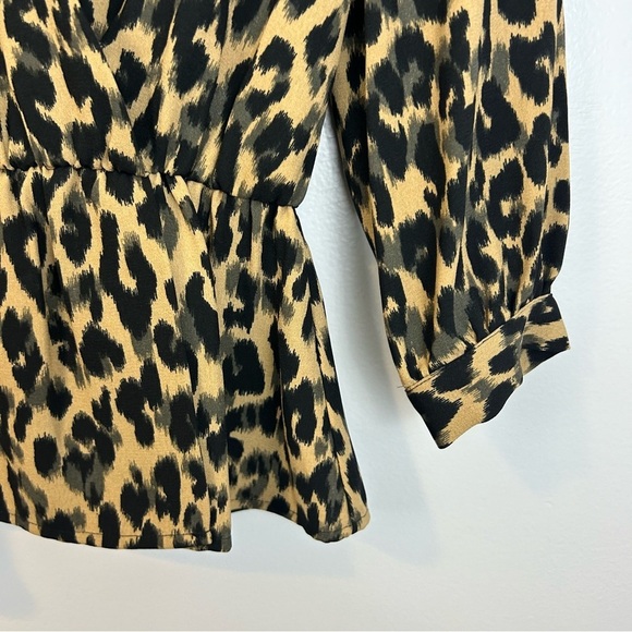 Halogen Leopard Print Faux Wrap Peplum Blouse/Top Size XXS - Picture 7 of 14